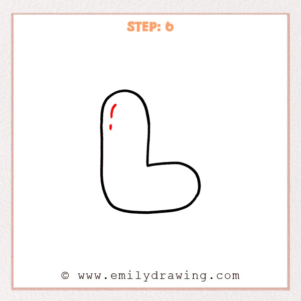 how to draw a bubble letter l - Two small curved highlight marks appear inside the upper left area of the bubble letter L.